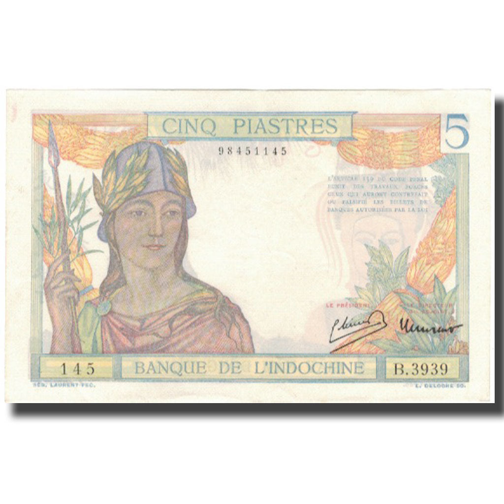 Banknote, FRENCH INDO-CHINA, 5 Piastres, 1932, KM:53a, UNC(60-62)