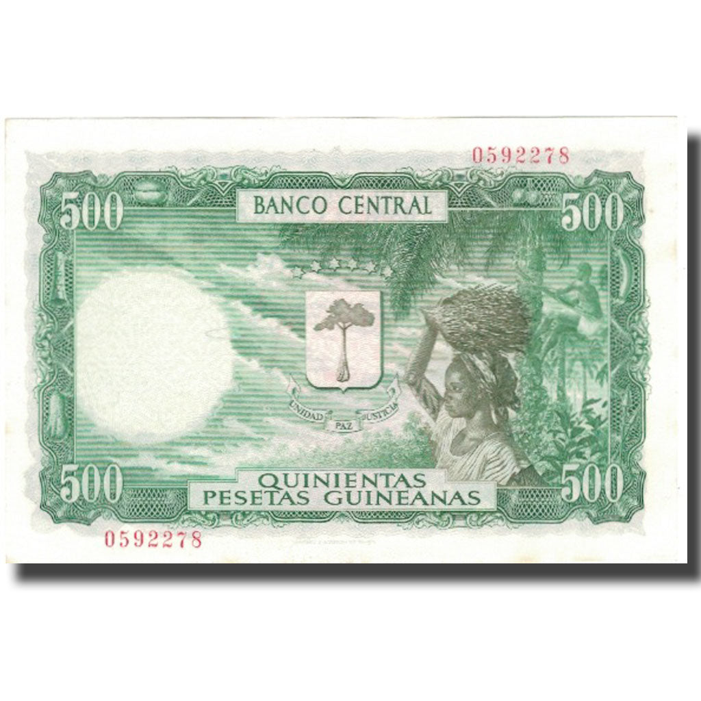Banknote, Equatorial Guinea, 5000 Bipkwele on 500 Pesetas, 1980, 1980-10-21