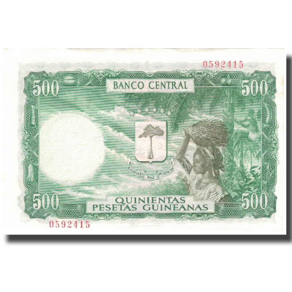 Banknote, Equatorial Guinea, 5000 Bipkwele on 500 Pesetas, 1980, 1980-10-21