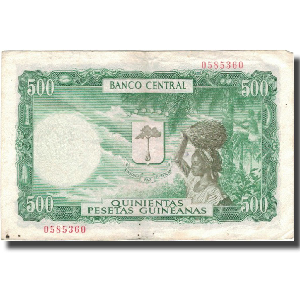 Banknote, Equatorial Guinea, 5000 Bipkwele on 500 Pesetas, 1980, 1980-10-21