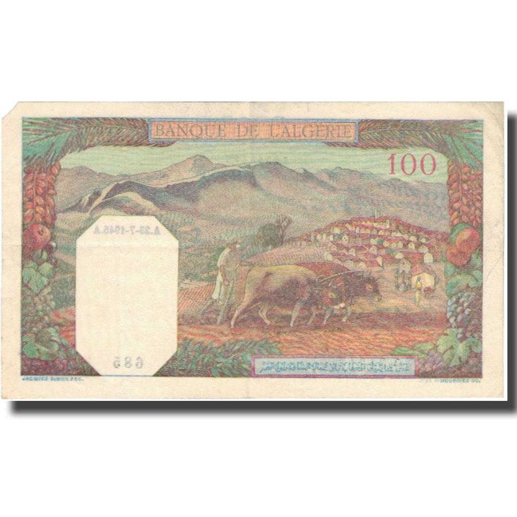 Banknote, Algeria, 100 Francs, 1942, 1942-11-02, KM:88, VF(30-35)