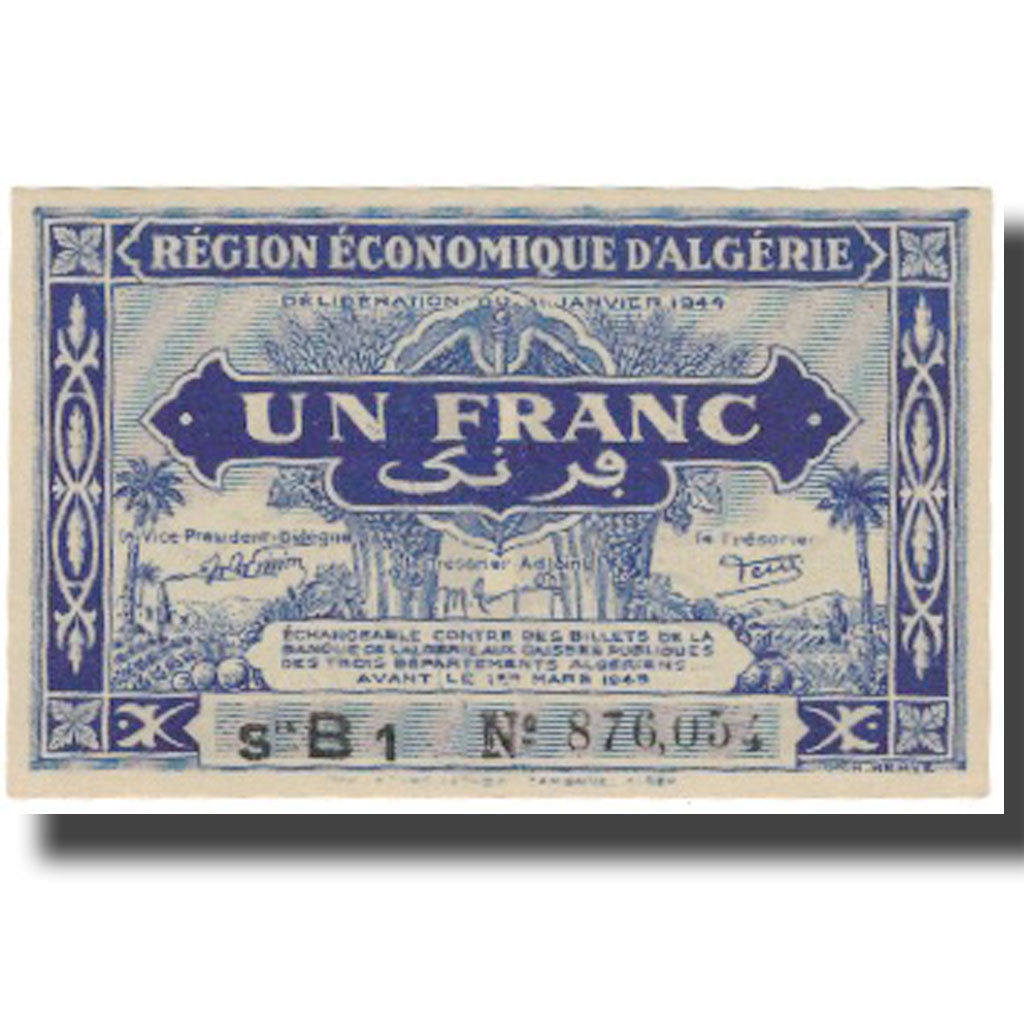 Banknote, Algeria, 1 Franc, 1944, 1944-01-31, KM:101, UNC(64)