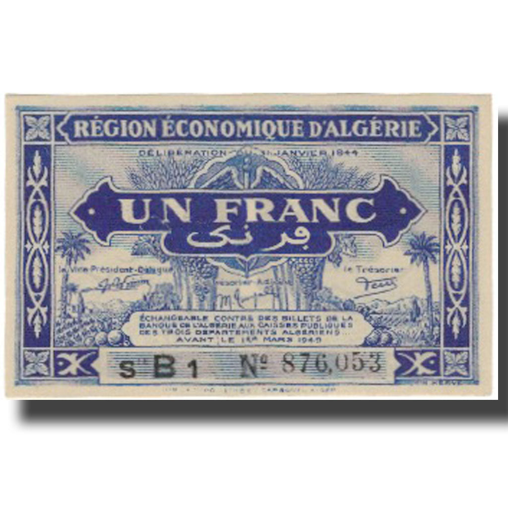 Banknote, Algeria, 1 Franc, 1944, 1944-01-31, KM:101, UNC(63)