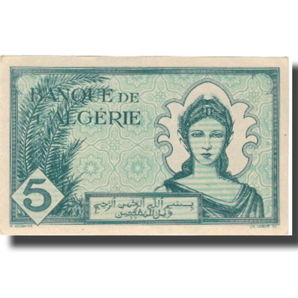 Banknote, Algeria, 5 Francs, 1942, 1942-11-16, KM:91, AU(55-58)