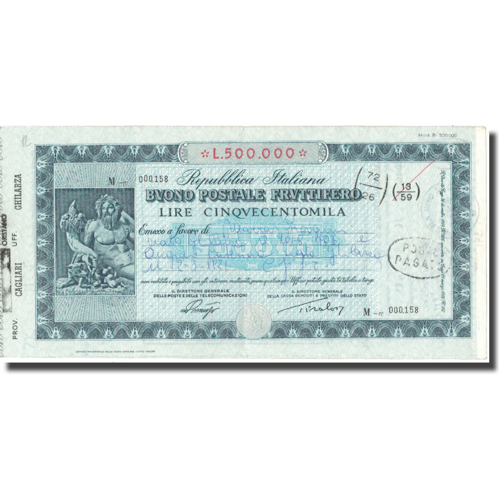 Banknote, Italy, 500000 Lira, 1975, 1975-11-07, AU(50-53)