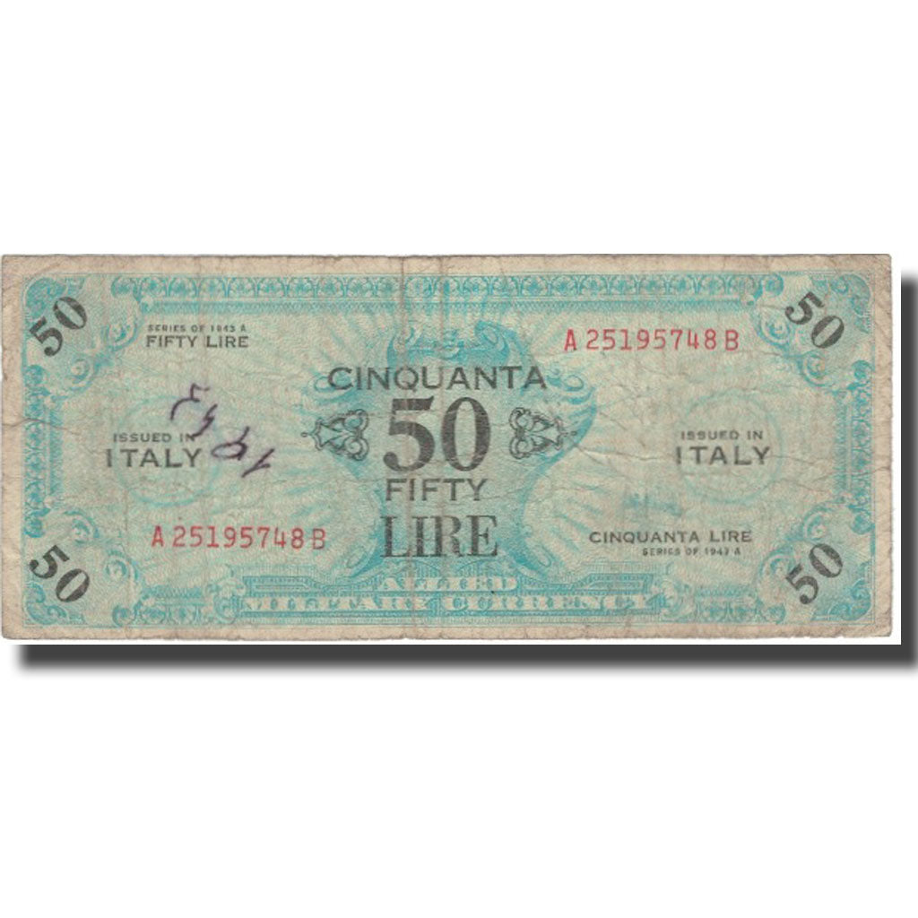 Italy, 50 Lire, 1943A, KM:M20a, Undated, VF(20-25)