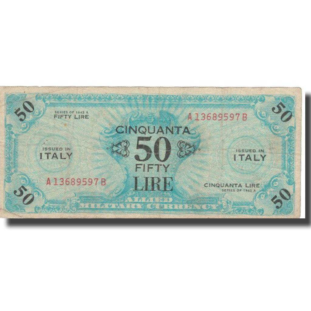 Italy, 50 Lire, 1943A, KM:M20a, Undated, VF(20-25)