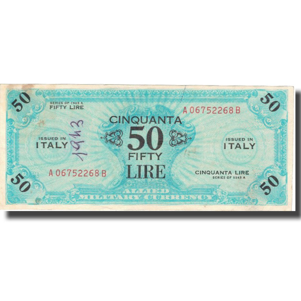 Banknote, Italy, 50 Lire, 1943A, KM:M20a, AU(50-53)
