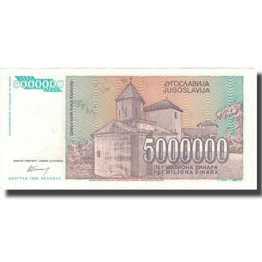 Geldschein, Jugoslawien, 5,000,000 Dinara, 1993, 1993, KM:121, VZ
