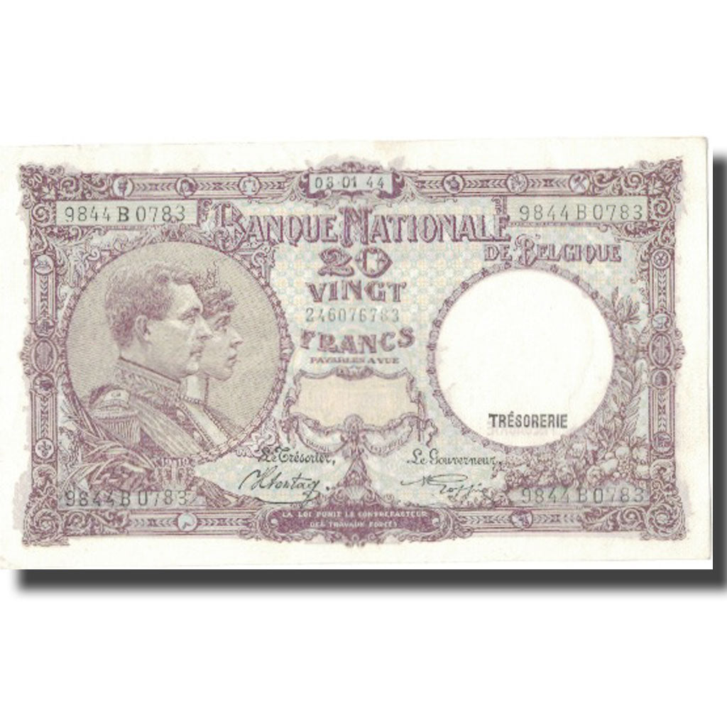 Banknote, Belgium, 20 Francs, 1944, 1944-03-01, KM:111, EF(40-45)