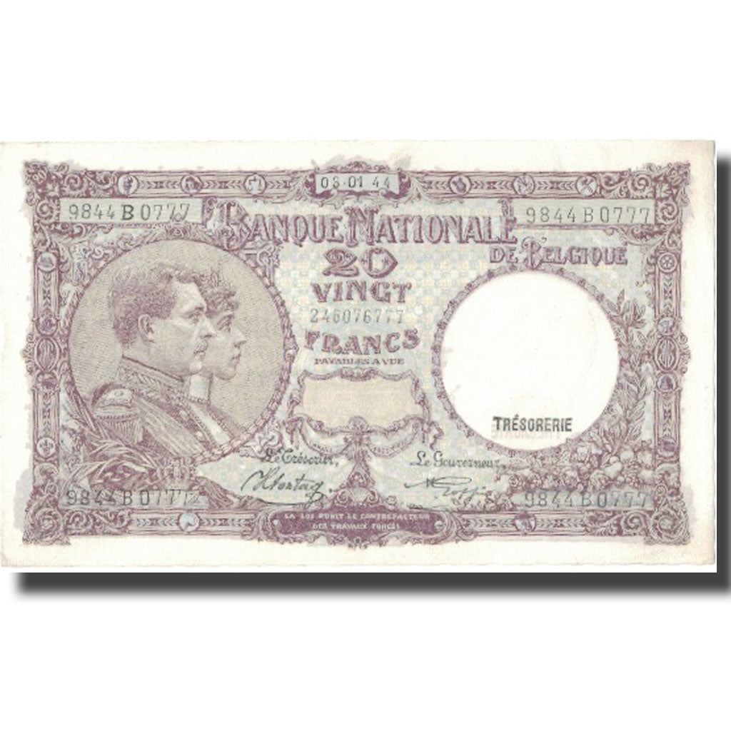 Billet, Belgique, 20 Francs, 1944, 1944-03-01, KM:111, TTB