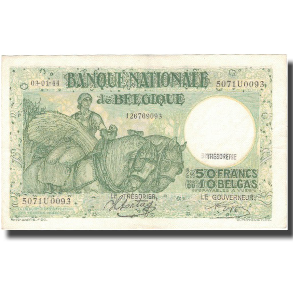 Banknote, Belgium, 50 Francs-10 Belgas, 1944, 1944-03-01, KM:106, EF(40-45)