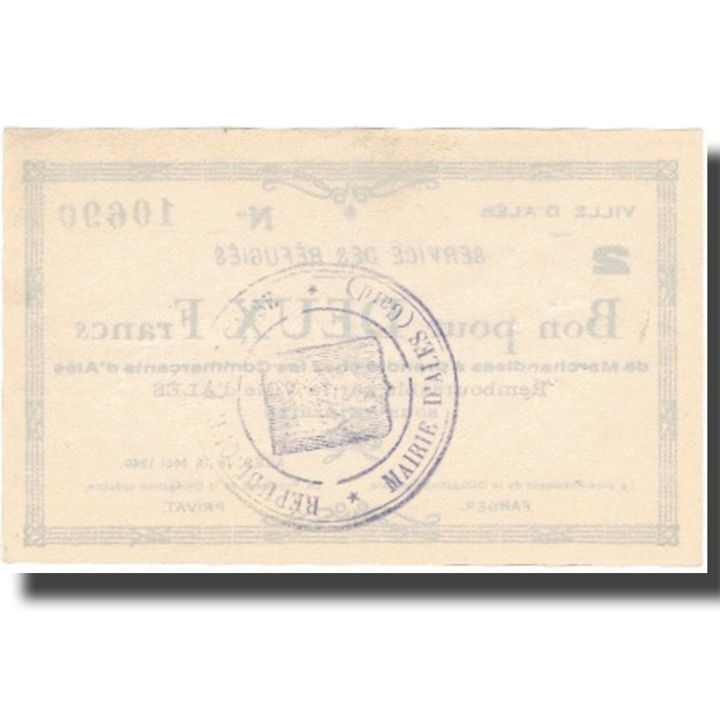 Francia, Alès, 2 Francs, 1940, SPL