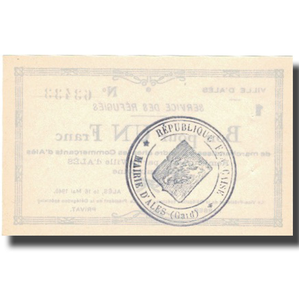 França, Alès, 1 Franc, 1940, UNC(64)
