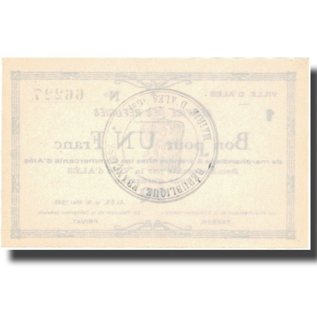 Francja, Alès, 1 Franc, 1940, UNC(64)