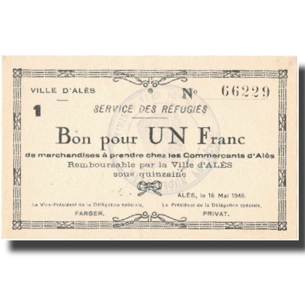 França, Alès, 1 Franc, 1940, UNC(64)