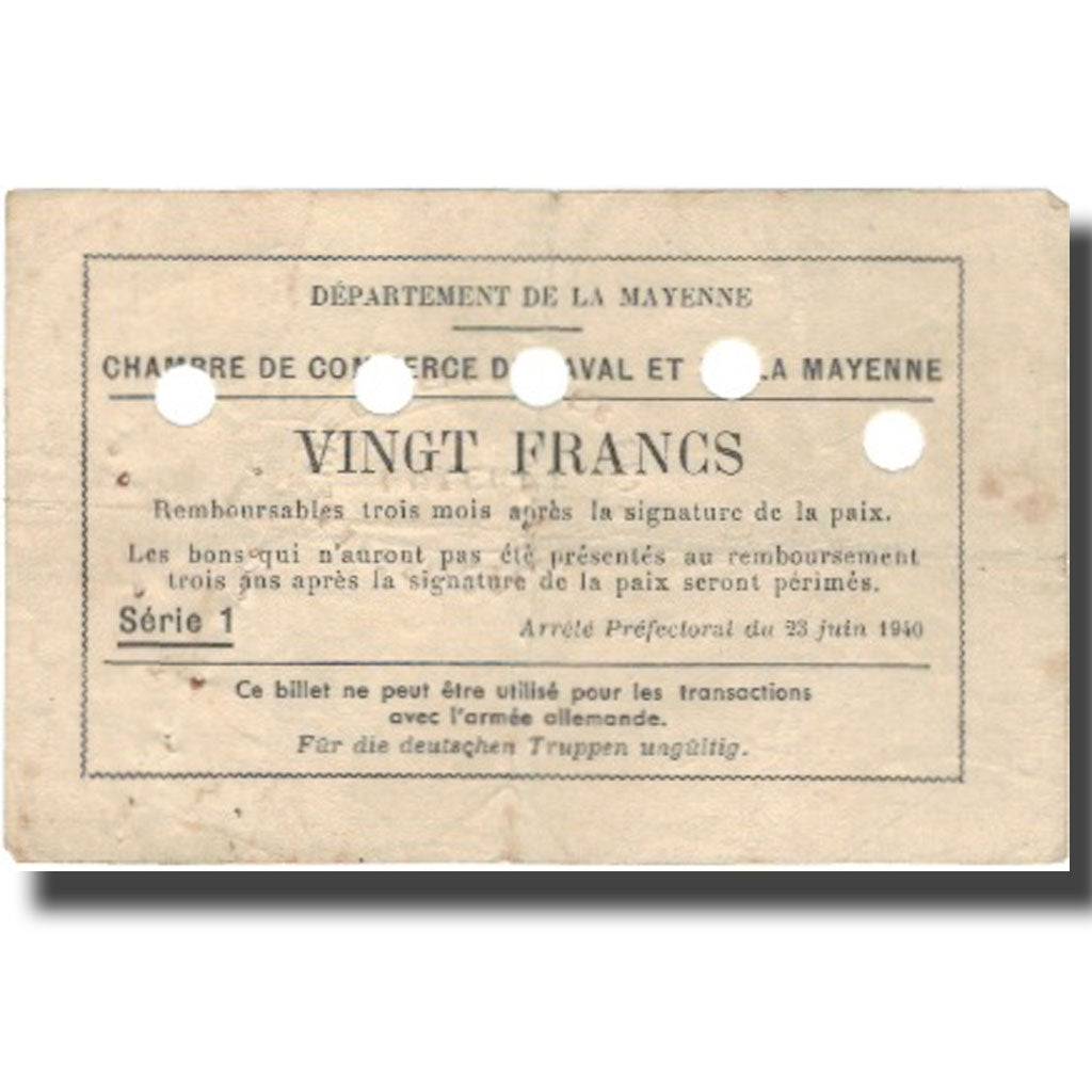 Francia, Laval, 20 Francs, 1940, BB