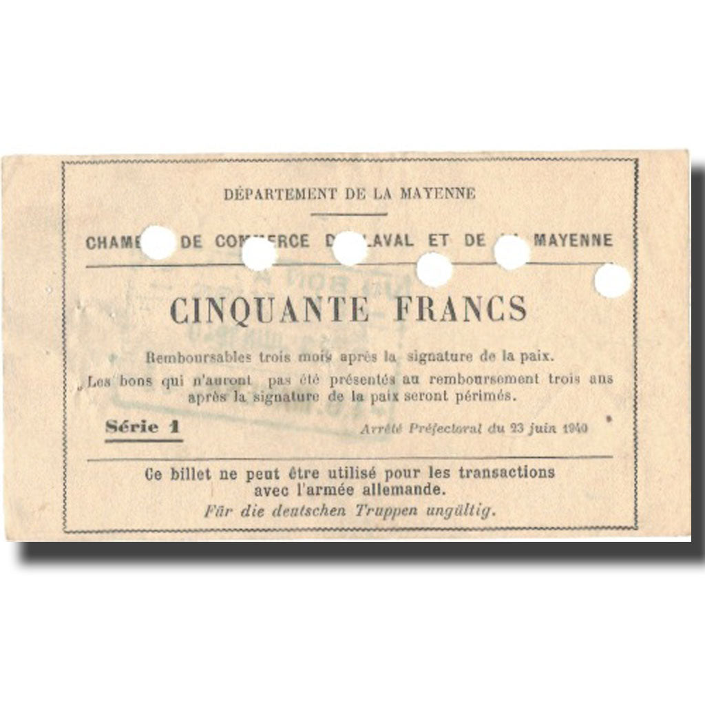 France, Laval, 50 Francs, 1940, EF(40-45)