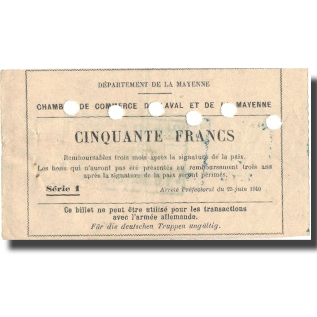 France, Laval, 50 Francs, 1940, EF(40-45)