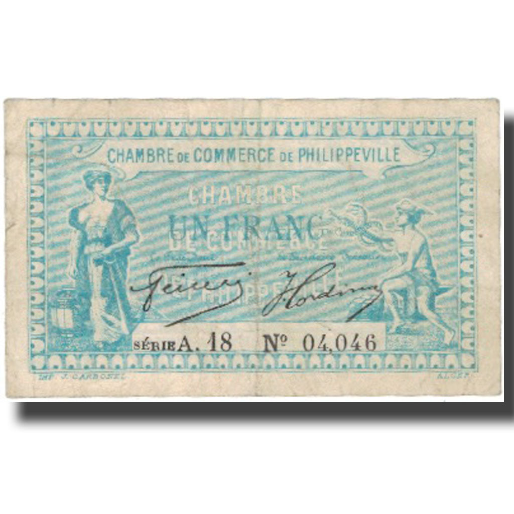Banknote, Algeria, 1 Franc, Chambre de Commerce, 1922, 1922-01-24, VF(20-25)