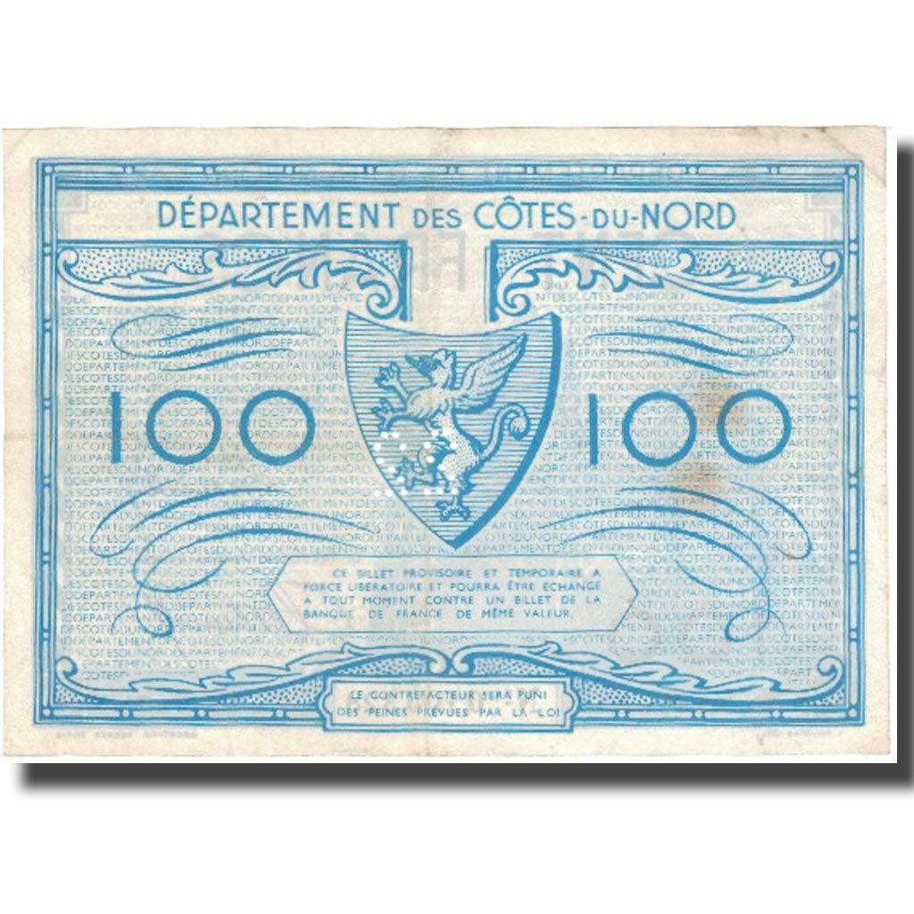 France, Saint-Brieuc, 100 Francs, AU(50-53)