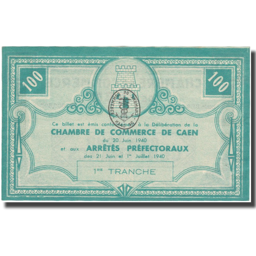 France, CAEN, 100 Francs, 1940, AU(55-58)