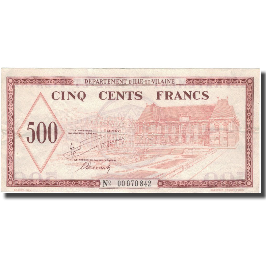 France, Rennes et Saint-Malo, 500 Francs, AU(50-53)