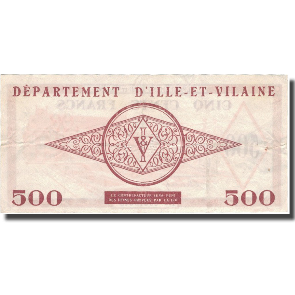 France, Rennes et Saint-Malo, 500 Francs, AU(50-53)