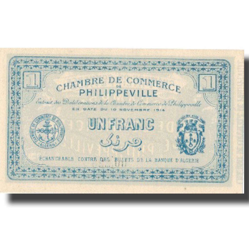 Biljet, Algerije, 1 Franc, Chambre de Commerce, 1914, 1914-11-10, SUP+