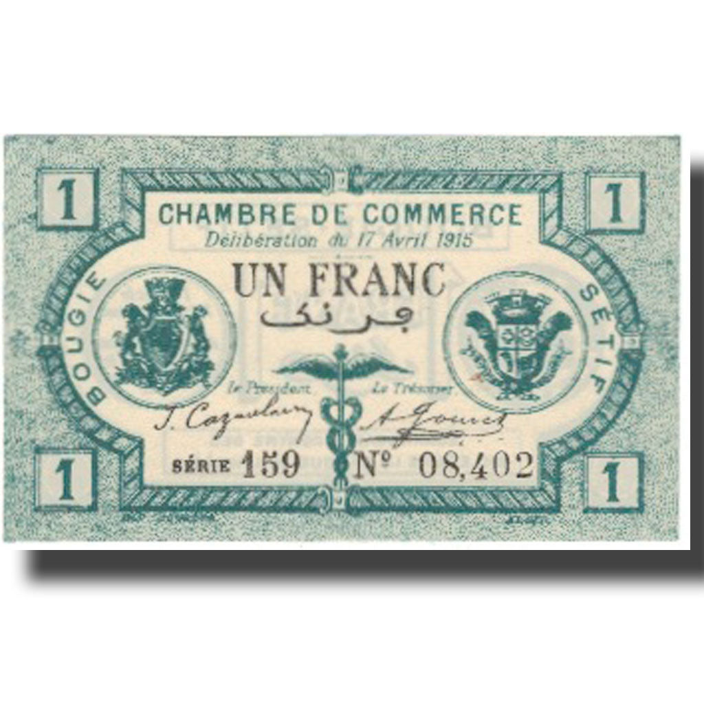 Billet, Algeria, 1 Franc, Chambre de Commerce, 1915, 1915-04-17, SPL
