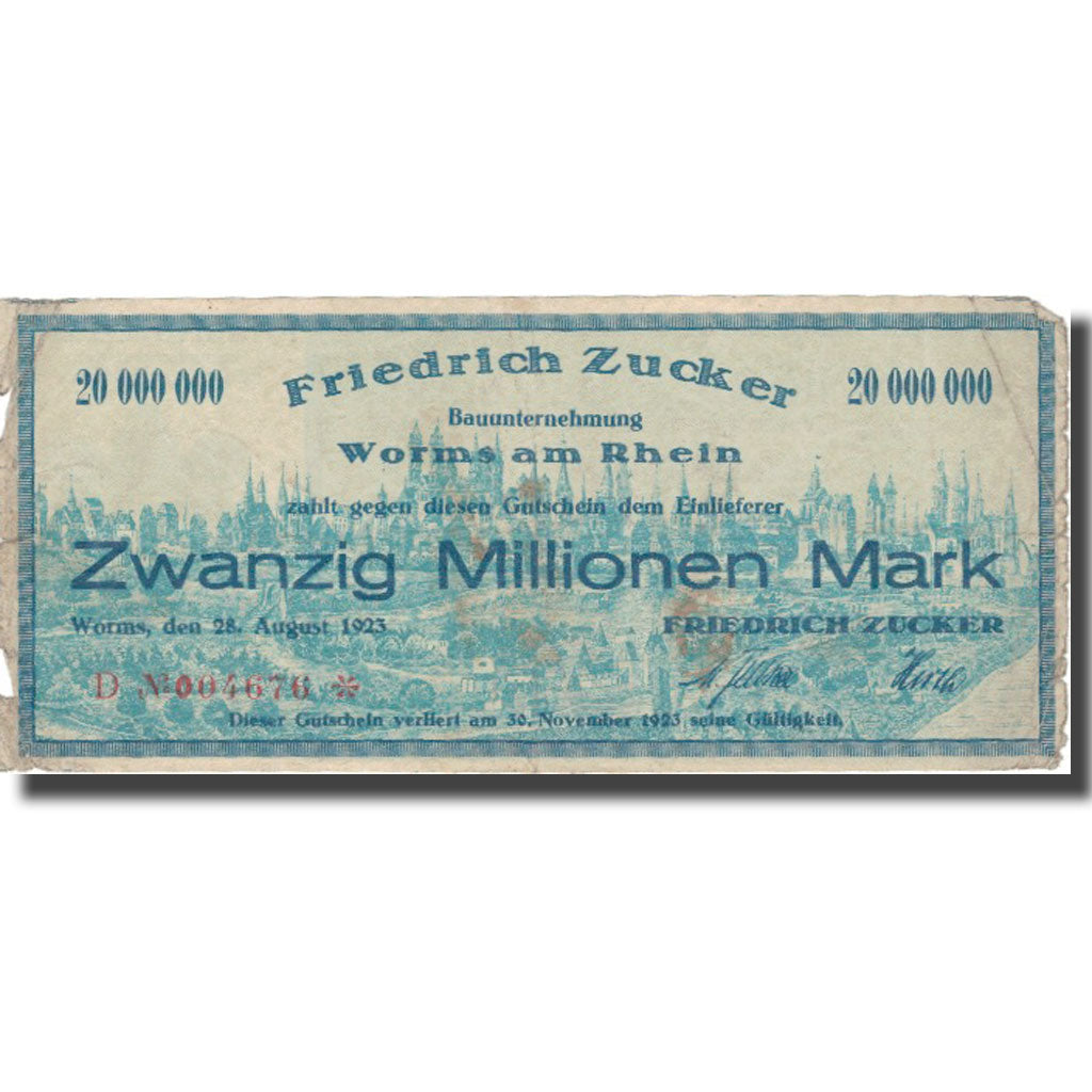Banconote, Germania, 20 Millionen Mark, Ville, 1923, 1923-08-28, MB