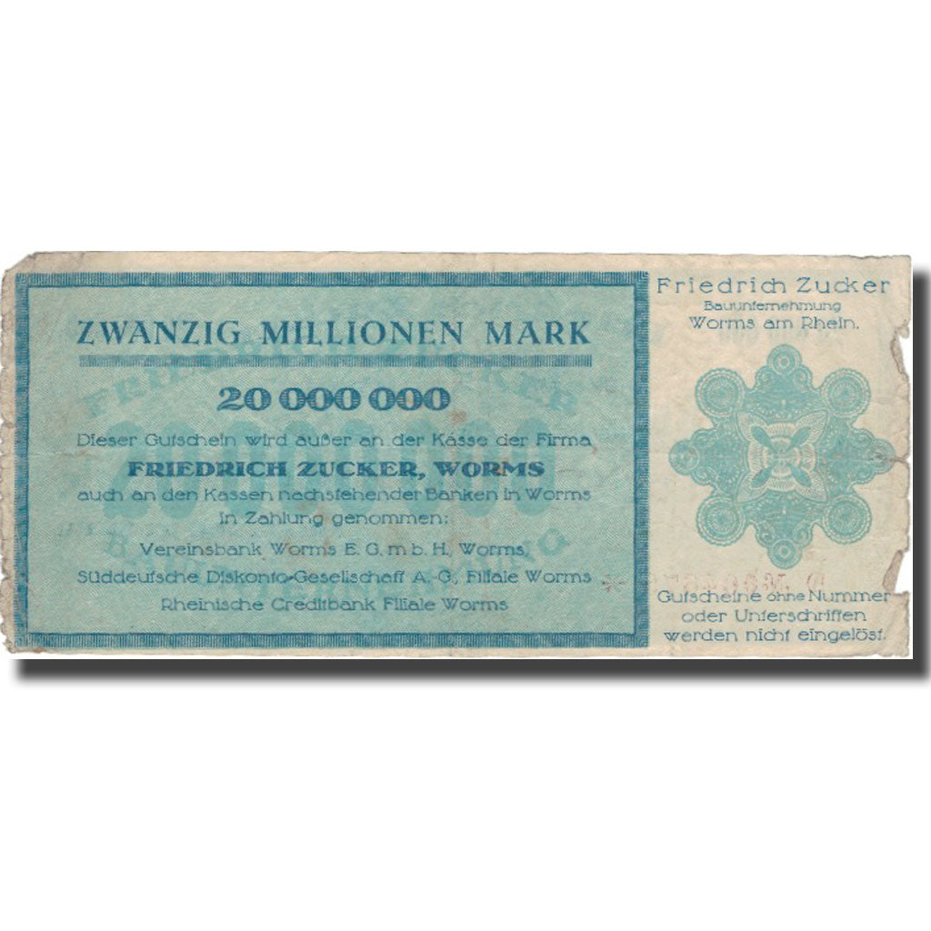 Banconote, Germania, 20 Millionen Mark, Ville, 1923, 1923-08-28, MB