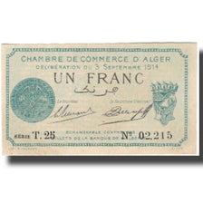 Banknote, Algeria, 1 Franc, Chambre de Commerce, 1914, 1914-09-03, UNC(64)
