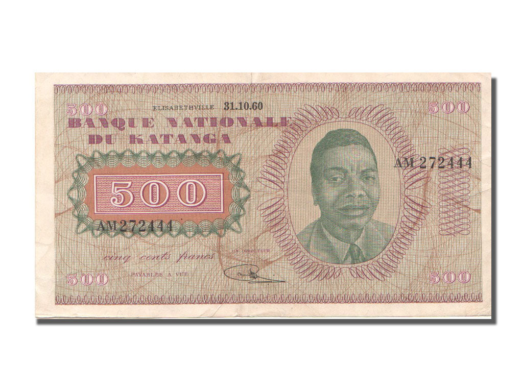Katanga, 500 Francs, 1960, KM #9a, 1960-10-31, EF(40-45), AM.272444