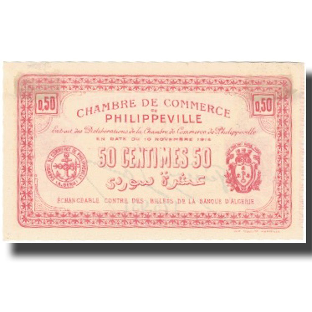 Banknot, Algieria, 50 Centimes, Chambre de Commerce, 1914, 1914-11-10
