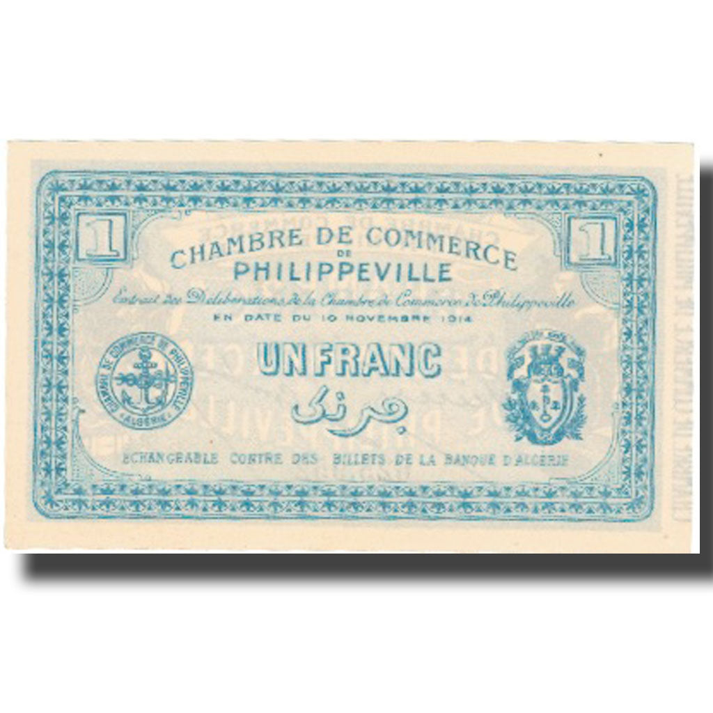 Billet, Algeria, 1 Franc, Chambre de Commerce, 1914, 1914-11-10, SPL