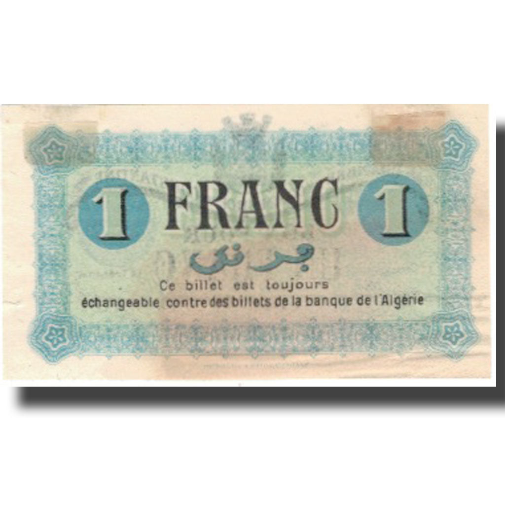 Banknote, Algeria, 1 Franc, Chambre de Commerce, 1915, 1915-05-01, AU(55-58)