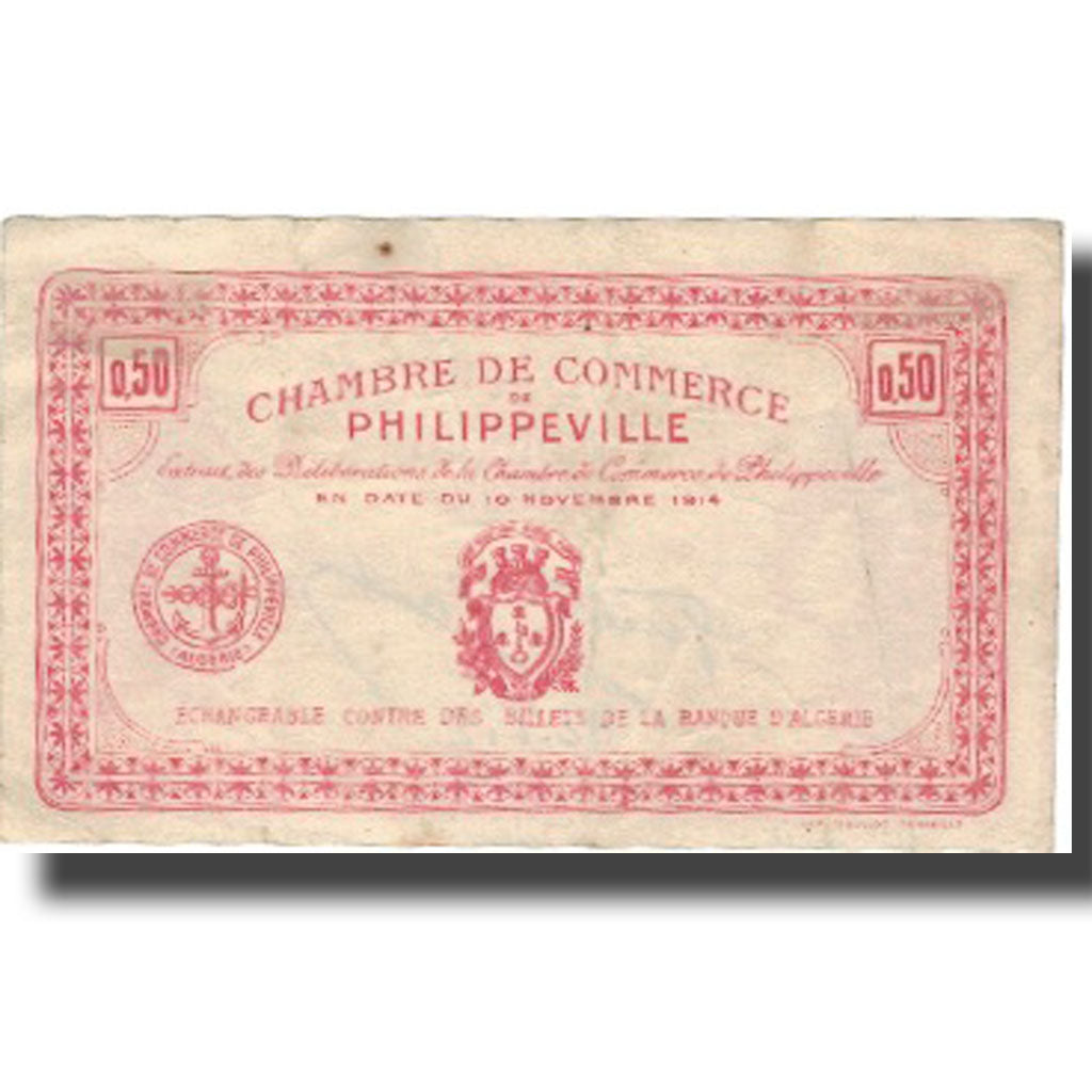 Banknote, Algeria, 50 Centimes, Chambre de Commerce, 1914, 1914-11-10, EF(40-45)