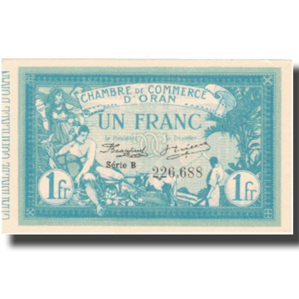 Banknote, Algeria, 1 Franc, Chambre de Commerce, 1915, 1915-05-12, UNC(60-62)
