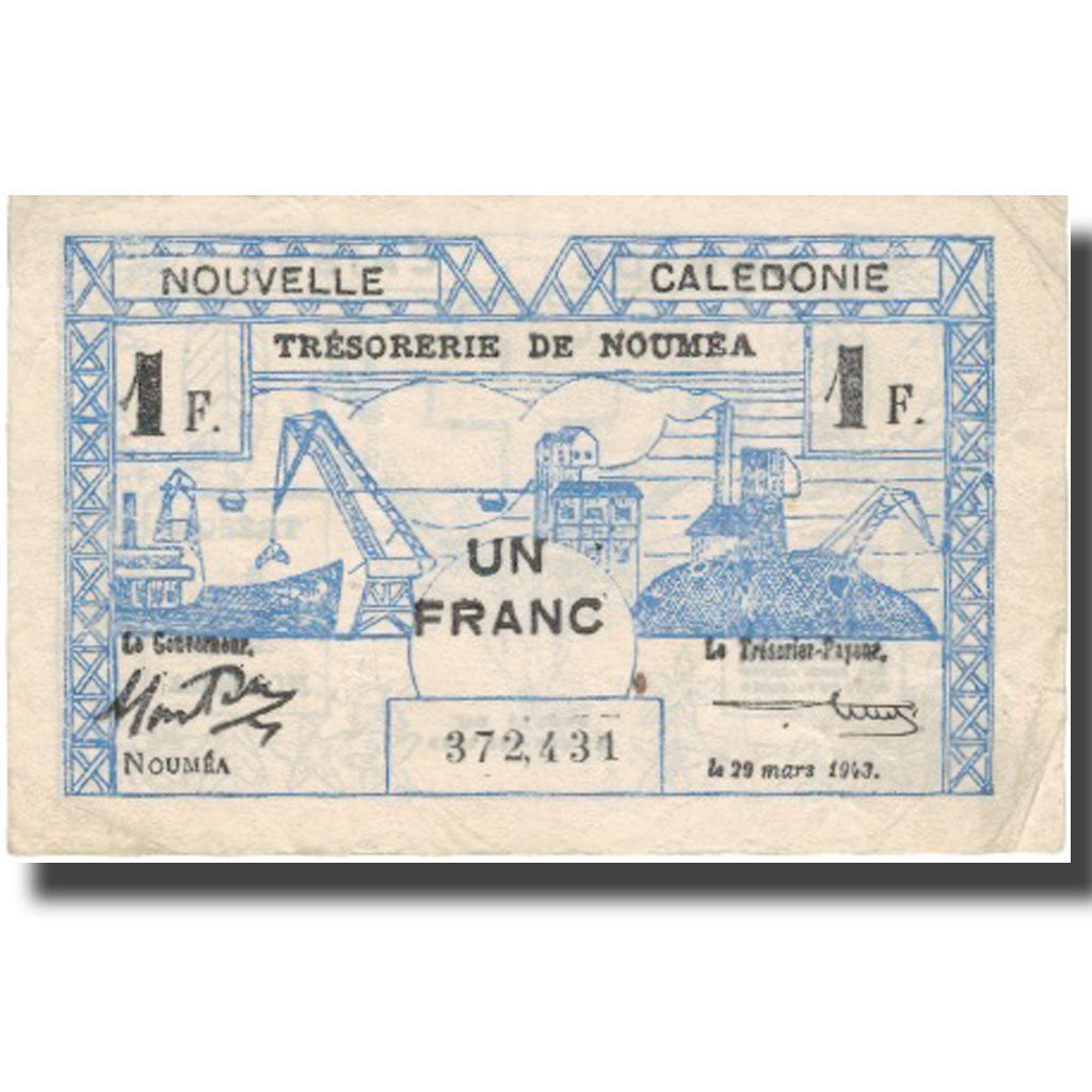 Banconote, Nuova Caledonia, 1 Franc, 1942, 1942-07-15, KM:52, SPL