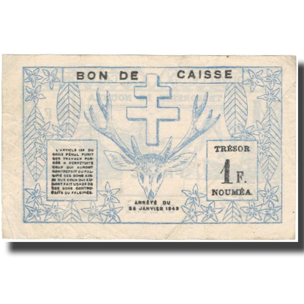 Banconote, Nuova Caledonia, 1 Franc, 1942, 1942-07-15, KM:52, SPL
