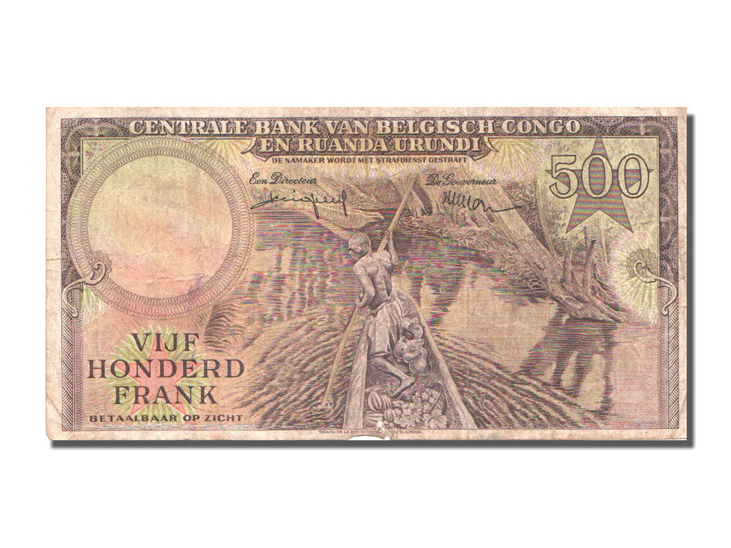 Belgian Congo, 500 Francs, 1957, KM #34, 1957-11-01, VF(20-25), A.935804