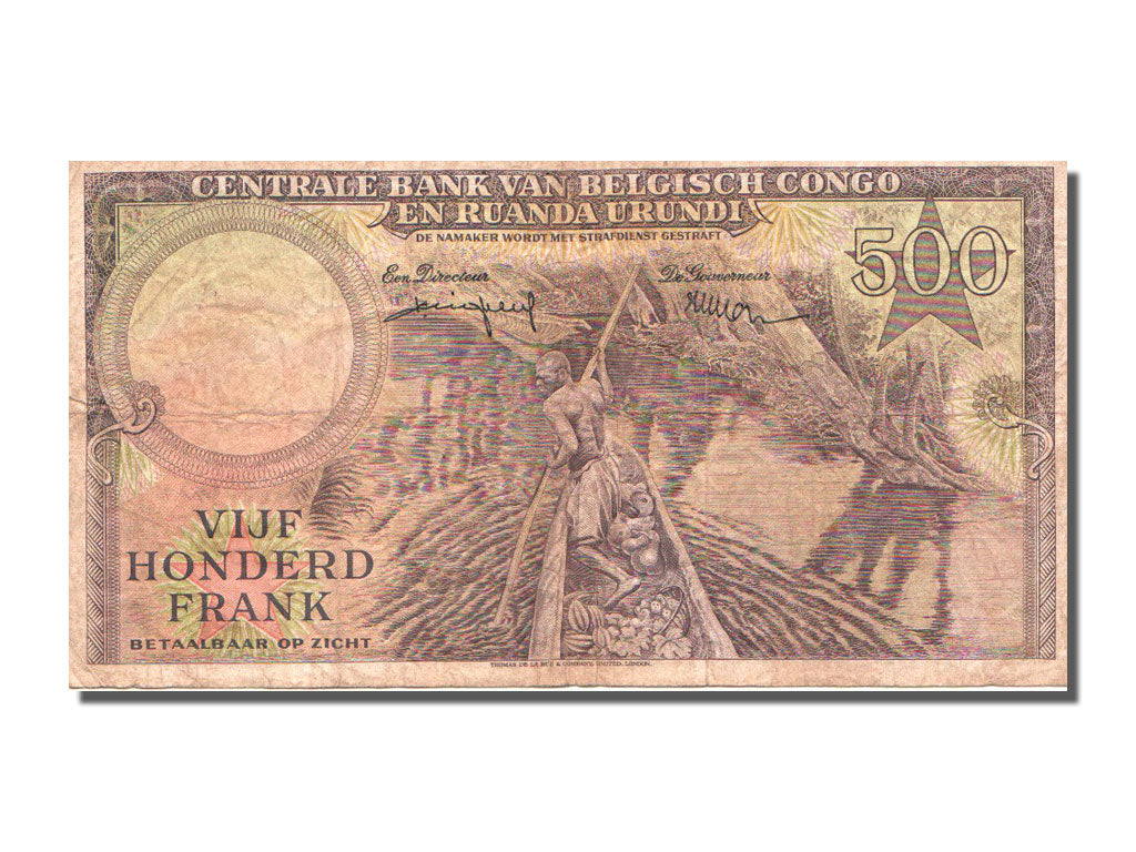 Belgian Congo, 500 Francs, 1957, KM #34, 1957-10-01, VF(30-35), A.375747