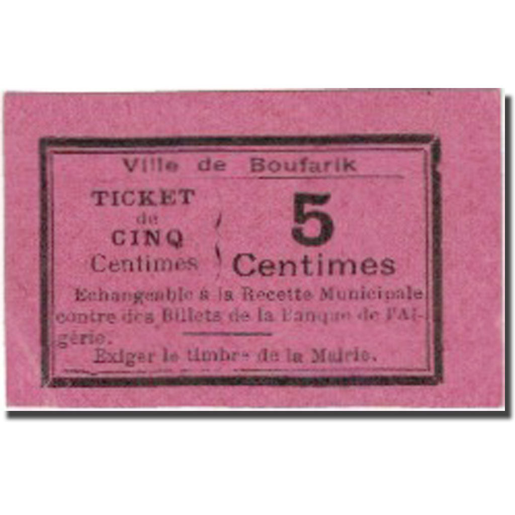 Banknot, Algieria, 5 Centimes, mairie, UNC(60-62)