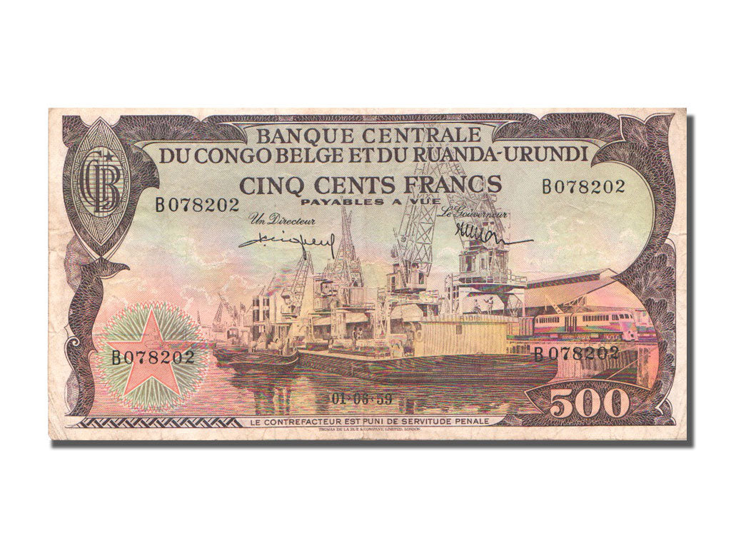 Congo Belge, 500 Francs type 1955-58