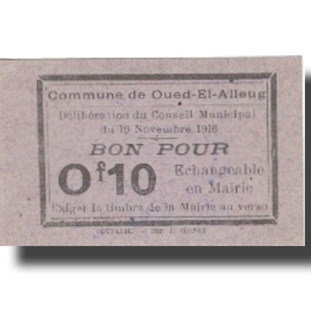 Billete, Algeria, 10 Centimes, Ville, 1916, 1916-11-19, EBC+