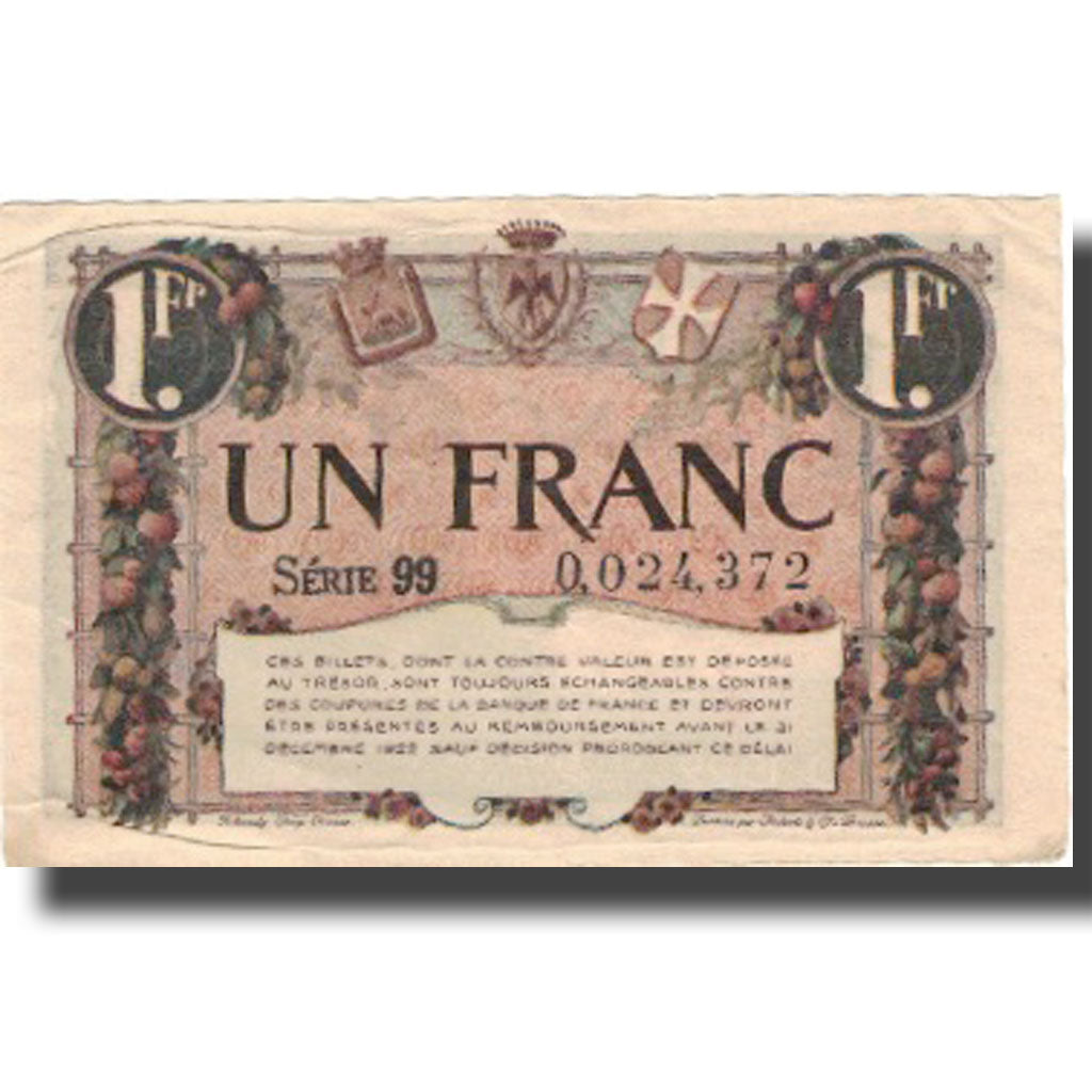 France, Nice, 1 Franc, 1920, AU(55-58)