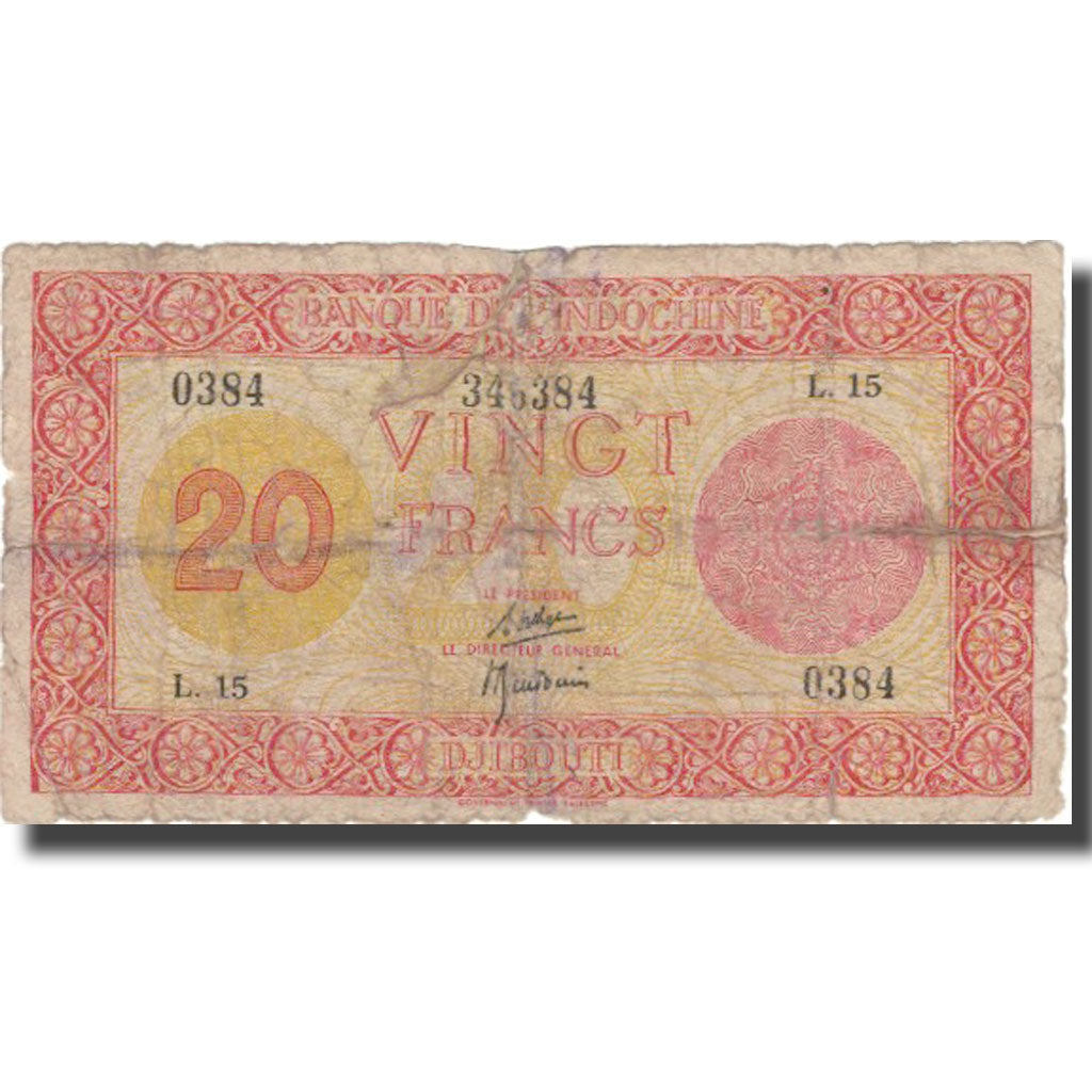 Nota, INDOCHINA FRANCESA, 20 Piastres, KM:15a, F(12-15)