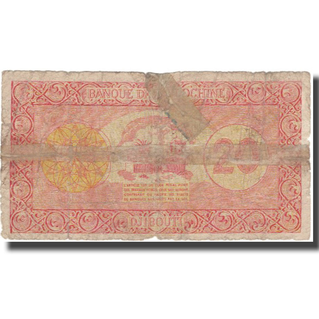 Nota, INDOCHINA FRANCESA, 20 Piastres, KM:15a, F(12-15)