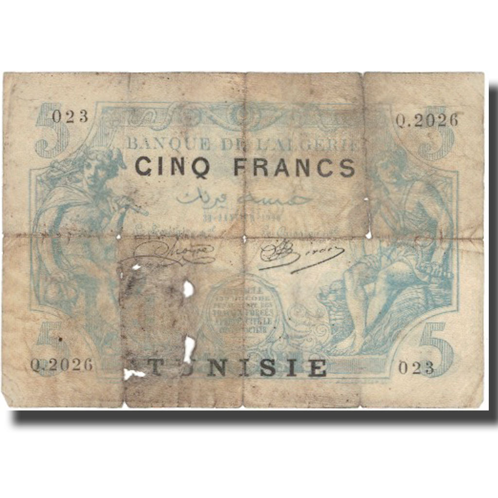 Banknote, Algeria, 5 Francs, 1920, 1920-01-31, KM:71b, VF(20-25)